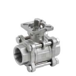Three-Piece Ball Valve With High Mounting Screw End